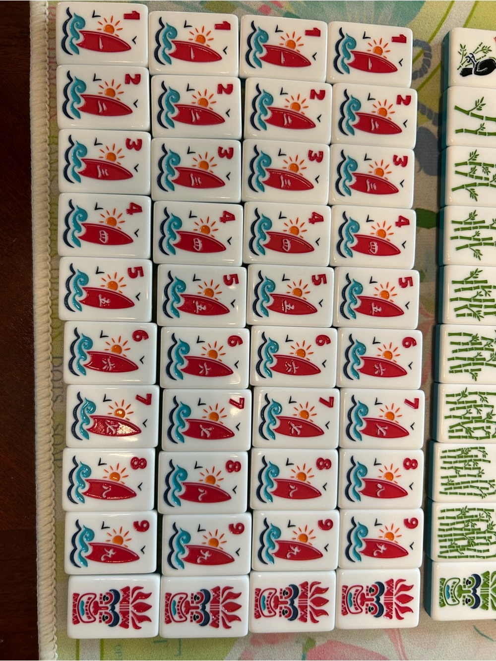 Red Surfboard Mahjong Tiles by